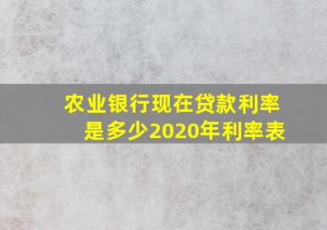 农业银行现在贷款利率是多少2020年利率表