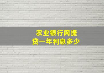 农业银行网捷贷一年利息多少