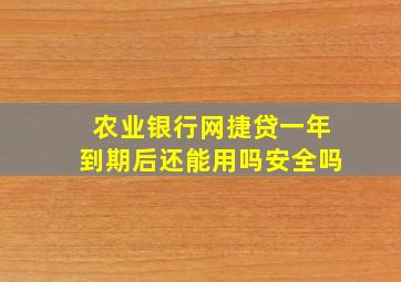 农业银行网捷贷一年到期后还能用吗安全吗