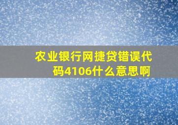 农业银行网捷贷错误代码4106什么意思啊