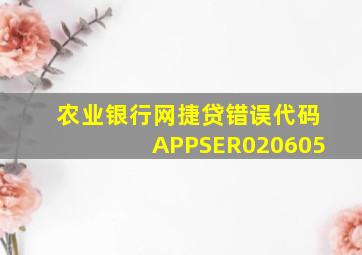 农业银行网捷贷错误代码APPSER020605