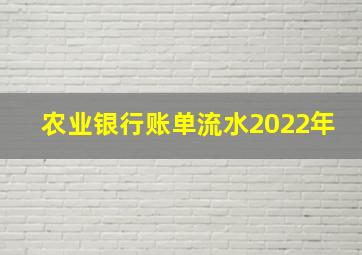 农业银行账单流水2022年