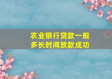 农业银行贷款一般多长时间放款成功