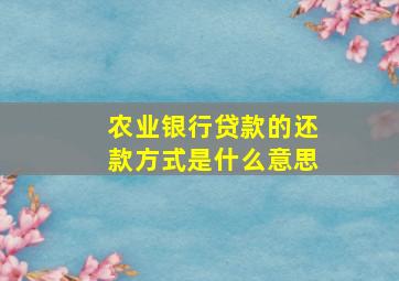 农业银行贷款的还款方式是什么意思