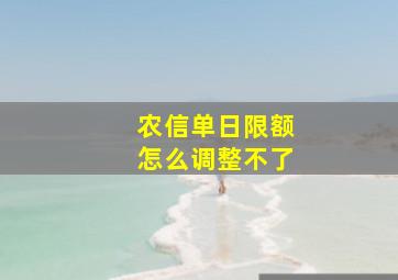 农信单日限额怎么调整不了