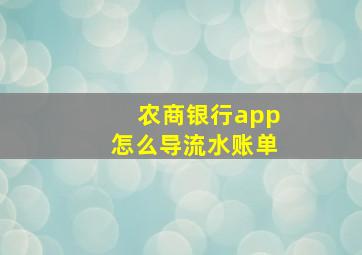 农商银行app怎么导流水账单