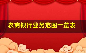 农商银行业务范围一览表