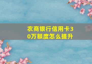 农商银行信用卡30万额度怎么提升