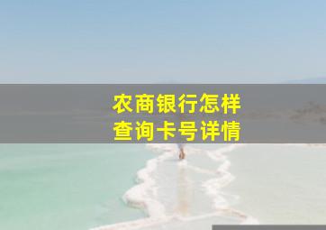 农商银行怎样查询卡号详情