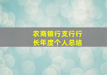 农商银行支行行长年度个人总结