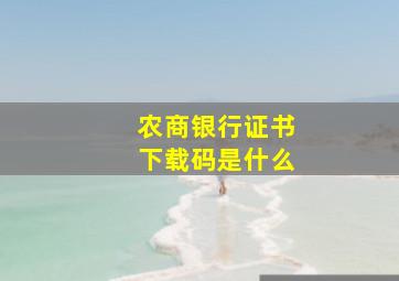 农商银行证书下载码是什么