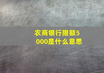 农商银行限额5000是什么意思