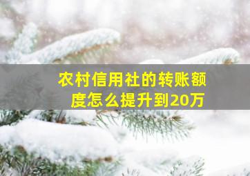 农村信用社的转账额度怎么提升到20万