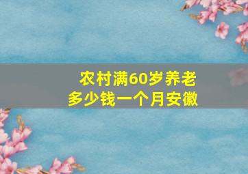 农村满60岁养老多少钱一个月安徽