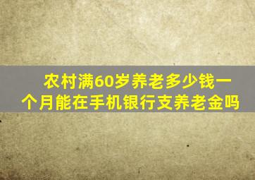 农村满60岁养老多少钱一个月能在手机银行支养老金吗