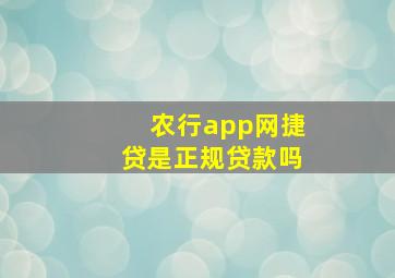 农行app网捷贷是正规贷款吗