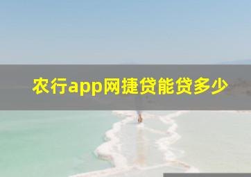 农行app网捷贷能贷多少