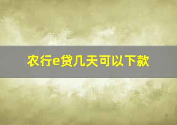 农行e贷几天可以下款