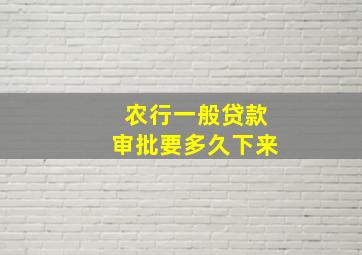 农行一般贷款审批要多久下来