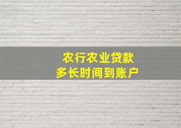 农行农业贷款多长时间到账户