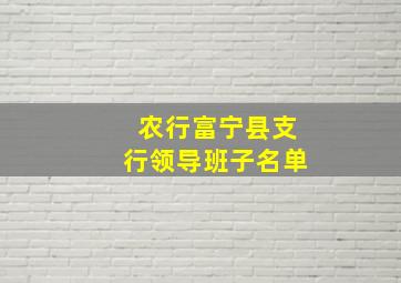 农行富宁县支行领导班子名单