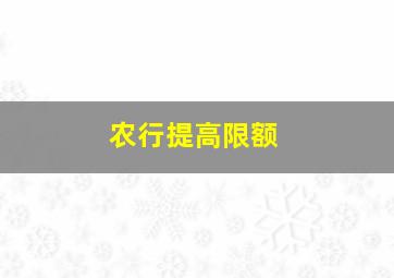 农行提高限额