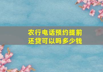 农行电话预约提前还贷可以吗多少钱