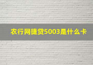 农行网捷贷5003是什么卡