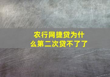 农行网捷贷为什么第二次贷不了了