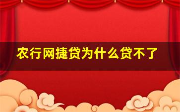 农行网捷贷为什么贷不了