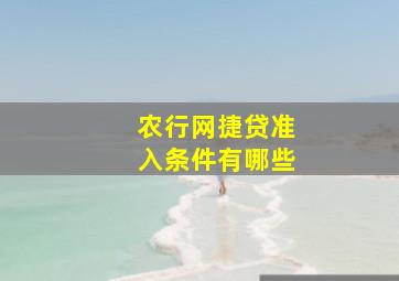 农行网捷贷准入条件有哪些