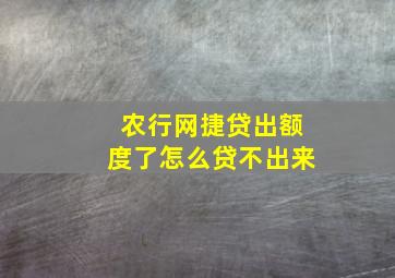 农行网捷贷出额度了怎么贷不出来