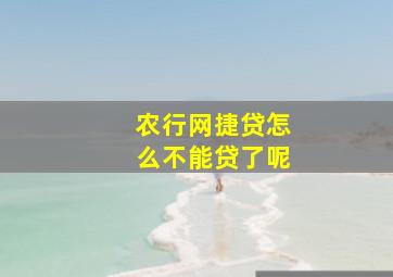 农行网捷贷怎么不能贷了呢