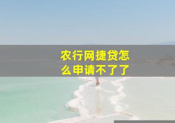 农行网捷贷怎么申请不了了