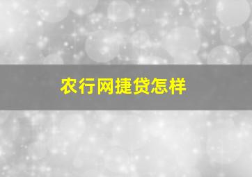 农行网捷贷怎样