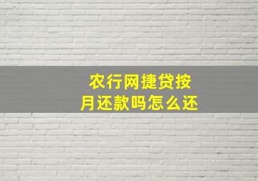 农行网捷贷按月还款吗怎么还