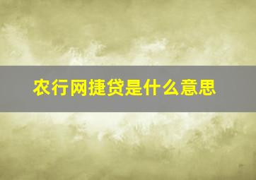 农行网捷贷是什么意思