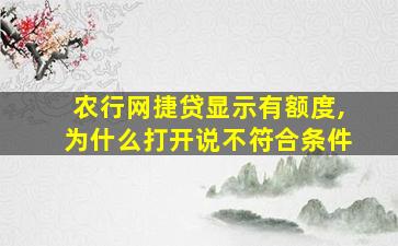 农行网捷贷显示有额度,为什么打开说不符合条件