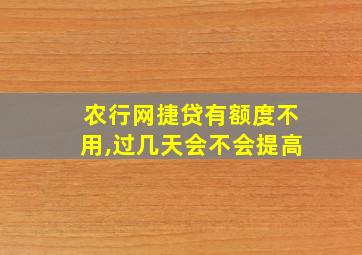 农行网捷贷有额度不用,过几天会不会提高