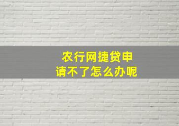 农行网捷贷申请不了怎么办呢