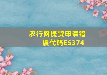 农行网捷贷申请错误代码ES374