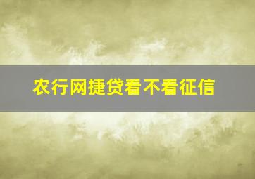 农行网捷贷看不看征信