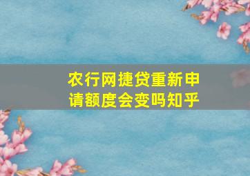 农行网捷贷重新申请额度会变吗知乎