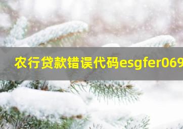 农行贷款错误代码esgfer0699