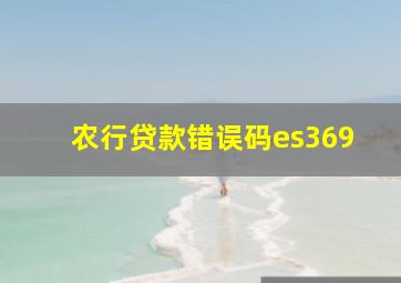 农行贷款错误码es369