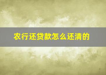 农行还贷款怎么还清的