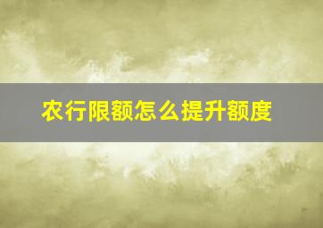 农行限额怎么提升额度