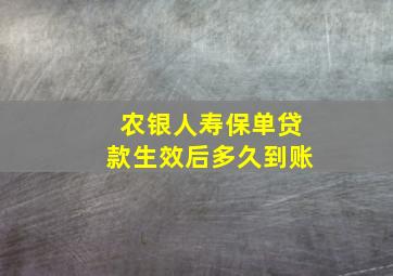 农银人寿保单贷款生效后多久到账