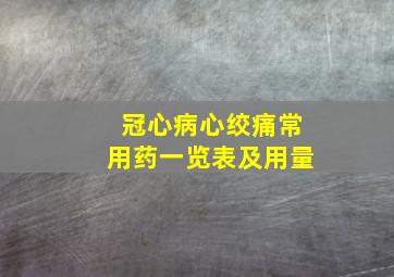 冠心病心绞痛常用药一览表及用量