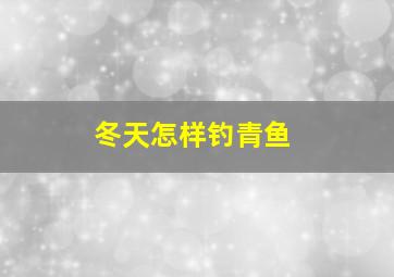 冬天怎样钓青鱼